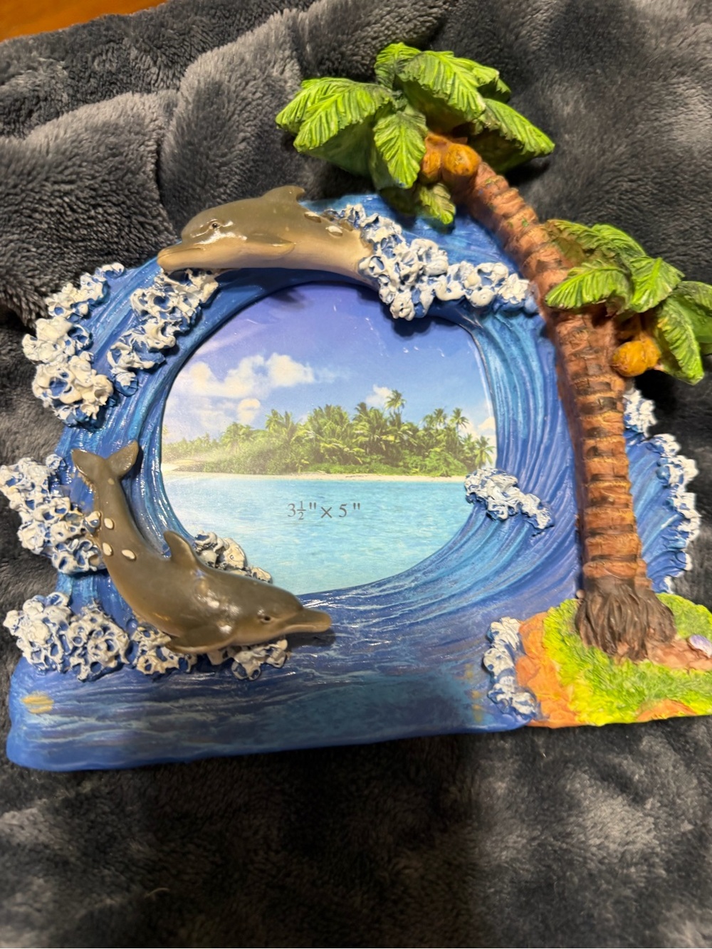Coastal Dolphin Wave Photo Frame in Blue and Green